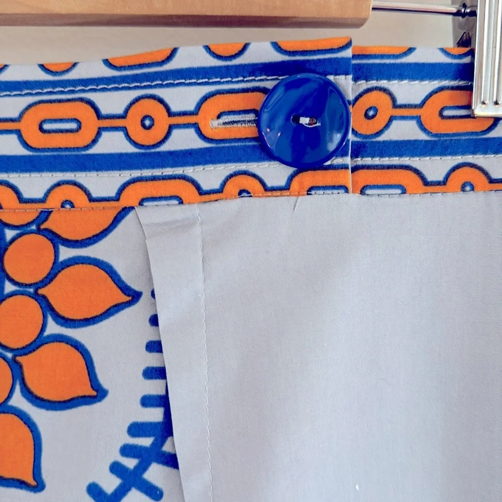 Anthropologie Plenty by Tracy Reece orange & blue mandala pencil skirt, Size 2. - Picture 3 of 10